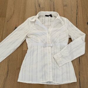 Willi Smith White Fitted Long Sleeve Button Down Shirt